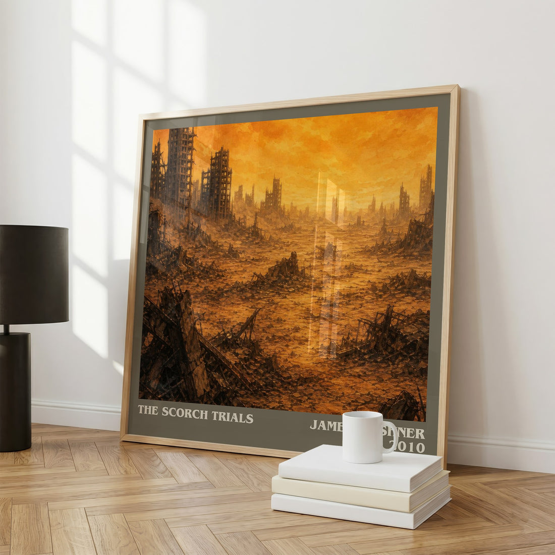 The Scorch Trials literary print framed by window – literary home decor