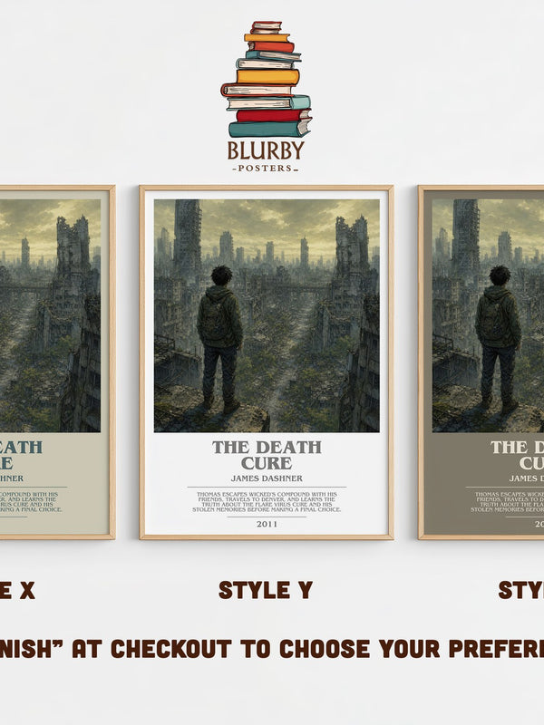 The Death Cure bookish print in frame leaning in hallway – dystopian wall art
