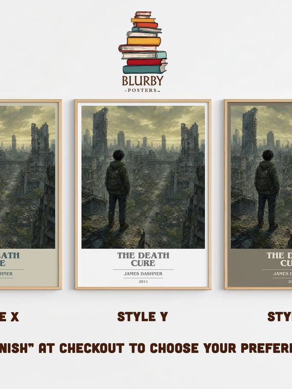The Death Cure book cover print in frame leaning in hallway – dystopian wall art