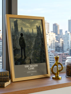 The Death Cure book cover print framed by window – literary home decor
