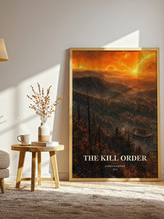 The Kill Order watercolour print in frame leaning in hallway – dystopian wall art