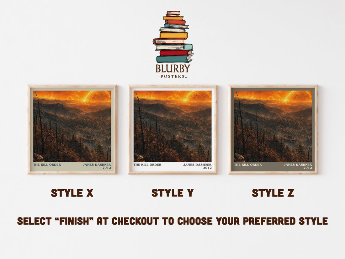 The Kill Order literary print in frame leaning in hallway – dystopian wall art (mockup)