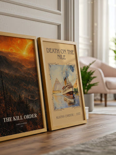 The Kill Order watercolour print framed by window – literary home decor