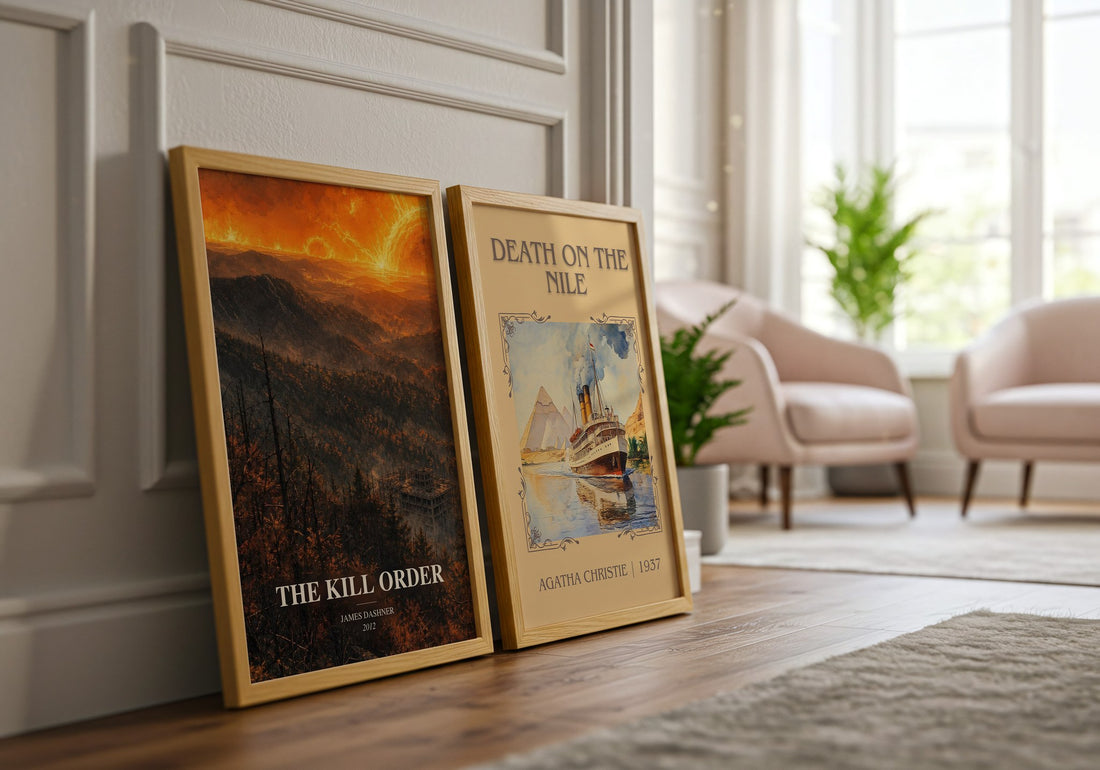 The Kill Order watercolour print framed by window – literary home decor
