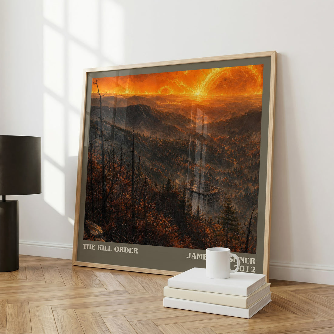 The Kill Order Literary Art Print by James Dashner – large square framed print leaning against a wall