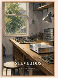 Steve Jobs watercolour book poster by Walter Isaacson – framed literary art print