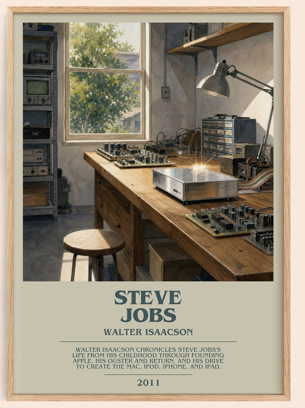 Steve Jobs bookish book poster by Walter Isaacson – framed literary art print