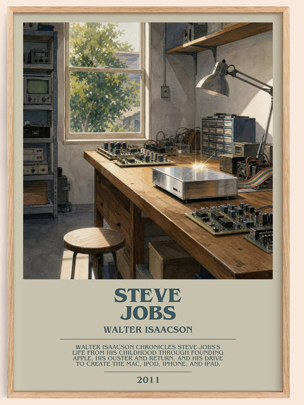 Steve Jobs bookish book poster by Walter Isaacson – framed literary art print