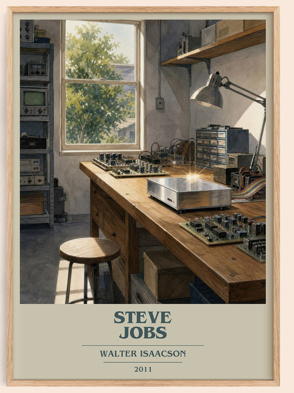 Steve Jobs book cover book poster by Walter Isaacson – framed literary art print