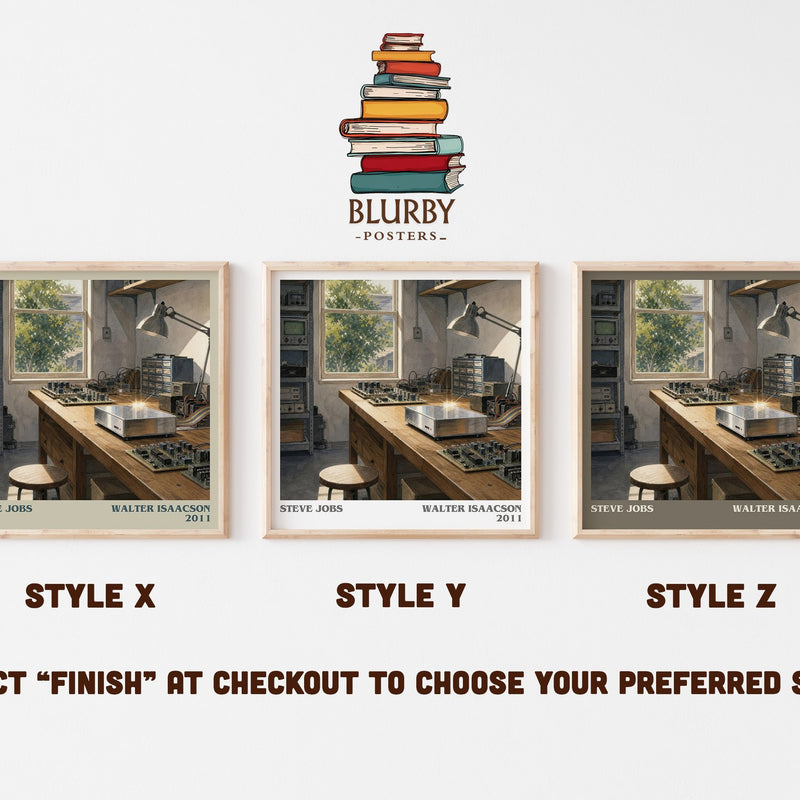 Steve Jobs literary print in frame leaning in hallway – non fiction wall art