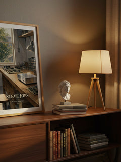 Steve Jobs watercolour print on bookshelf – Walter Isaacson fan gift