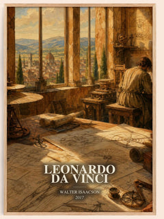 Leonardo da Vinci watercolour book poster by Walter Isaacson – framed literary art print