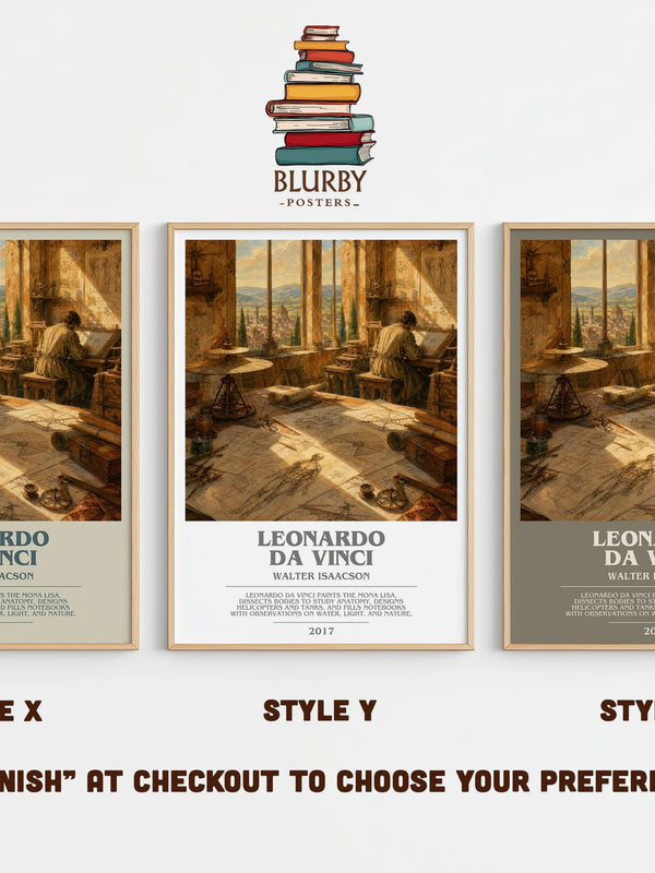 Leonardo da Vinci bookish print in frame leaning in hallway – non fiction wall art