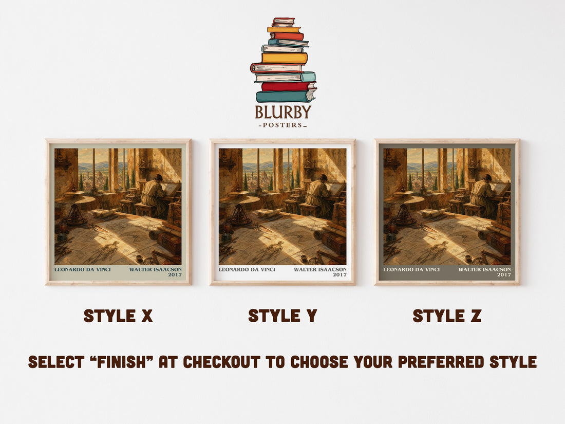 Leonardo da Vinci literary print in frame leaning in hallway – non fiction wall art (mockup)