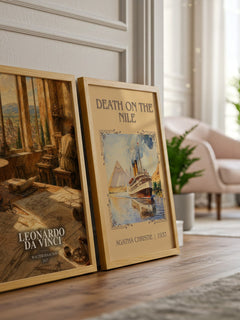 Leonardo da Vinci watercolour print framed by window – literary home decor