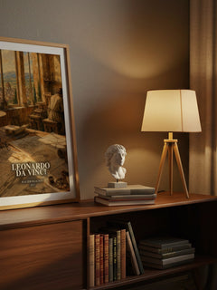 Leonardo da Vinci watercolour print on bookshelf – Walter Isaacson fan gift