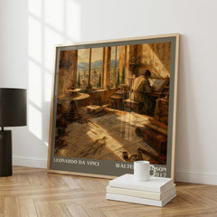 Leonardo da Vinci literary print framed by window – literary home decor