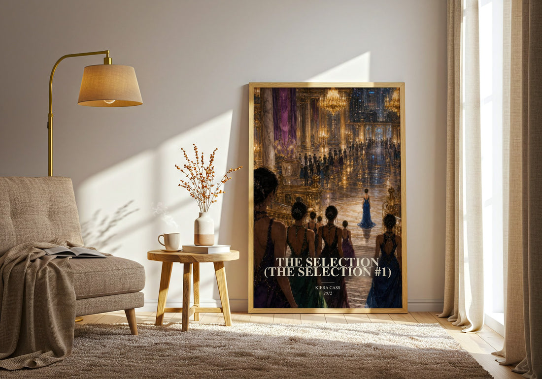 The Selection (The Selection #1) watercolour print in frame leaning in hallway – dystopian wall art