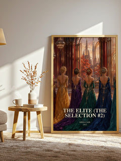 The Elite (The Selection #2) watercolour print in frame leaning in hallway – young adult wall art