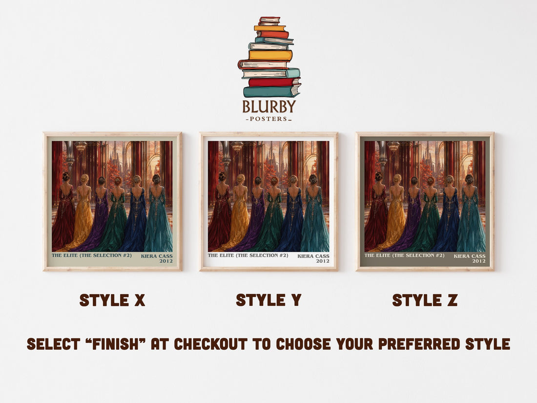 The Elite (The Selection #2) literary print in frame leaning in hallway – young adult wall art (mockup)
