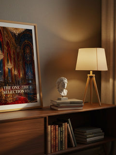 The One (The Selection #3) watercolour print on bookshelf – Kiera Cass fan gift