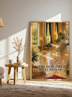The Heir (The Selection #4) watercolour print in frame leaning in hallway – young adult wall art