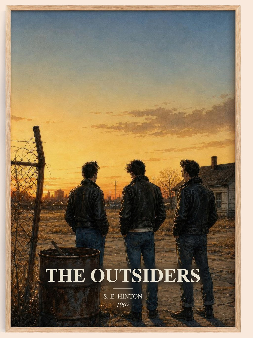 The Outsiders watercolour book poster by S. E. Hinton – framed literary art print