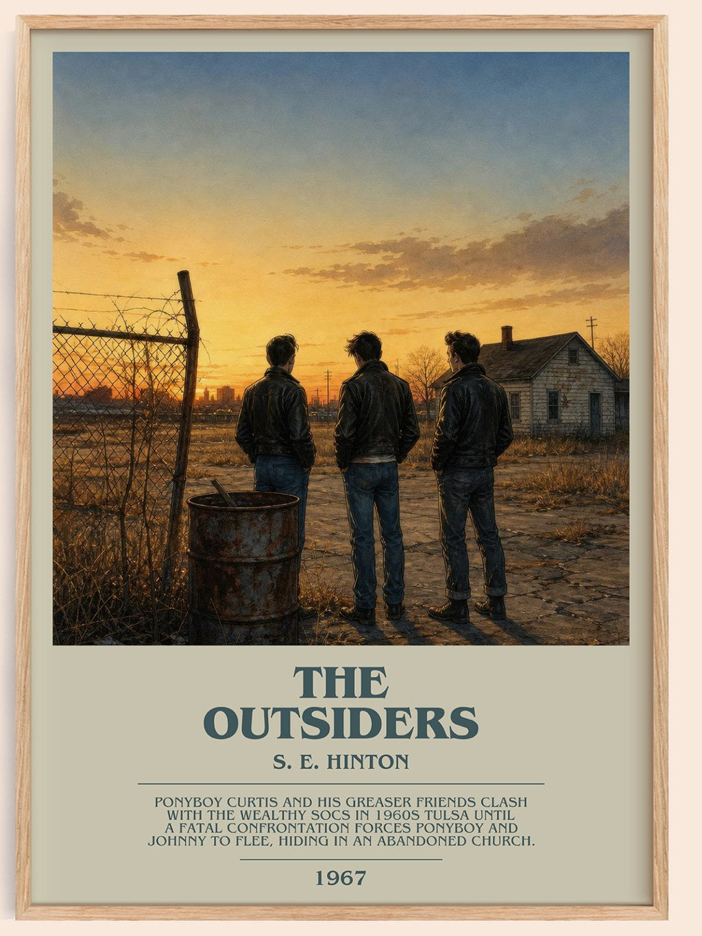 The Outsiders bookish book poster by S. E. Hinton – framed literary art print