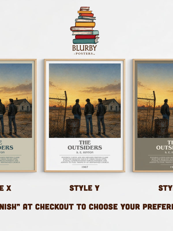 The Outsiders bookish print in frame leaning in hallway – young adult wall art