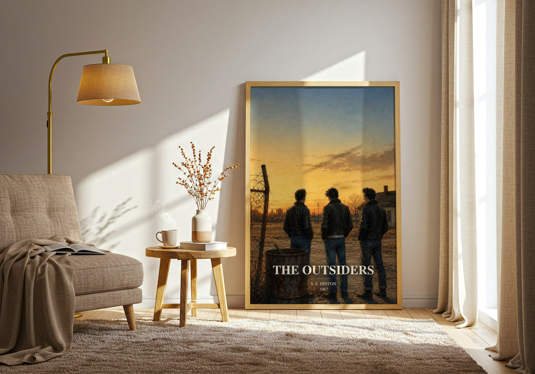 The Outsiders watercolour print in frame leaning in hallway – young adult wall art