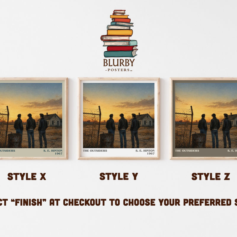 The Outsiders literary print in frame leaning in hallway – young adult wall art