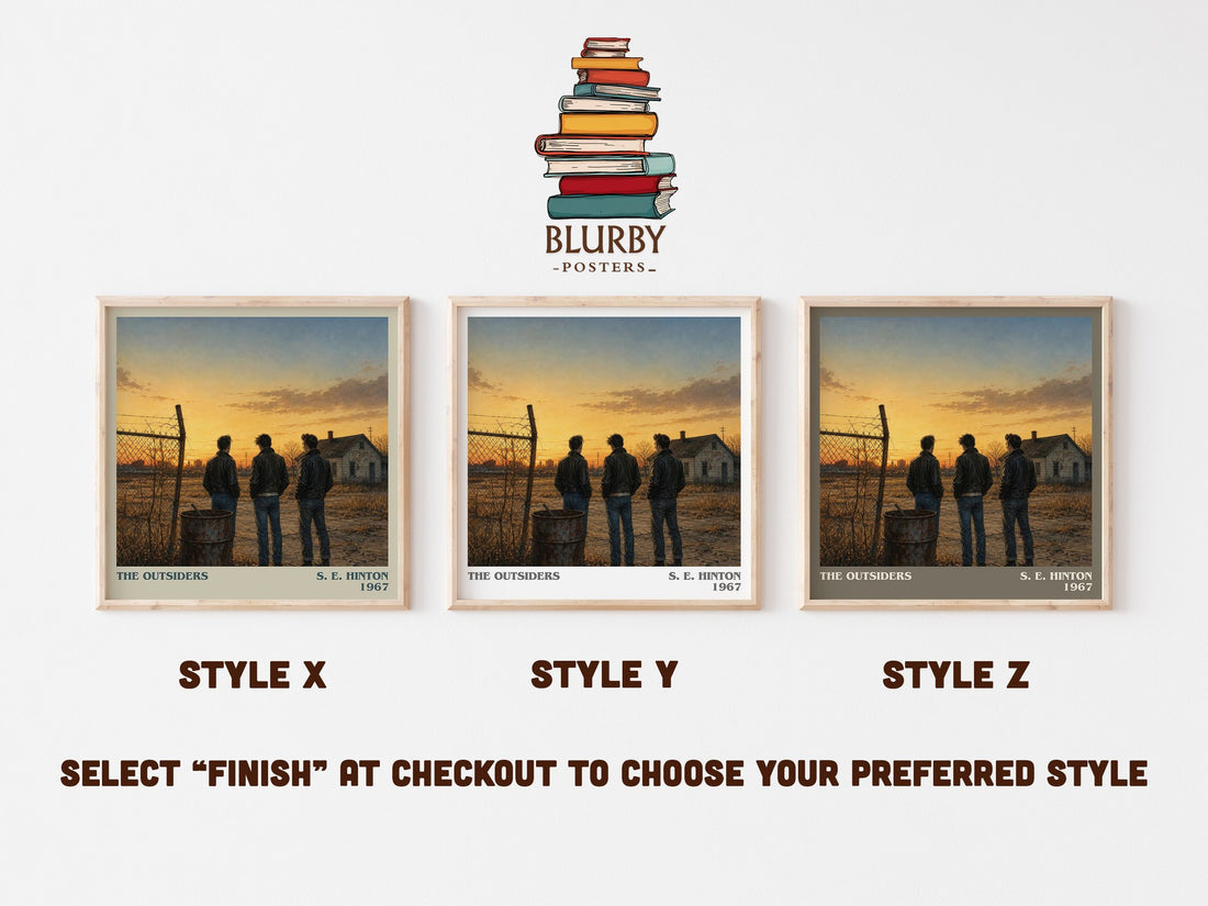 The Outsiders literary print in frame leaning in hallway – young adult wall art (mockup)