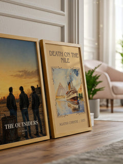 The Outsiders watercolour print framed by window – literary home decor