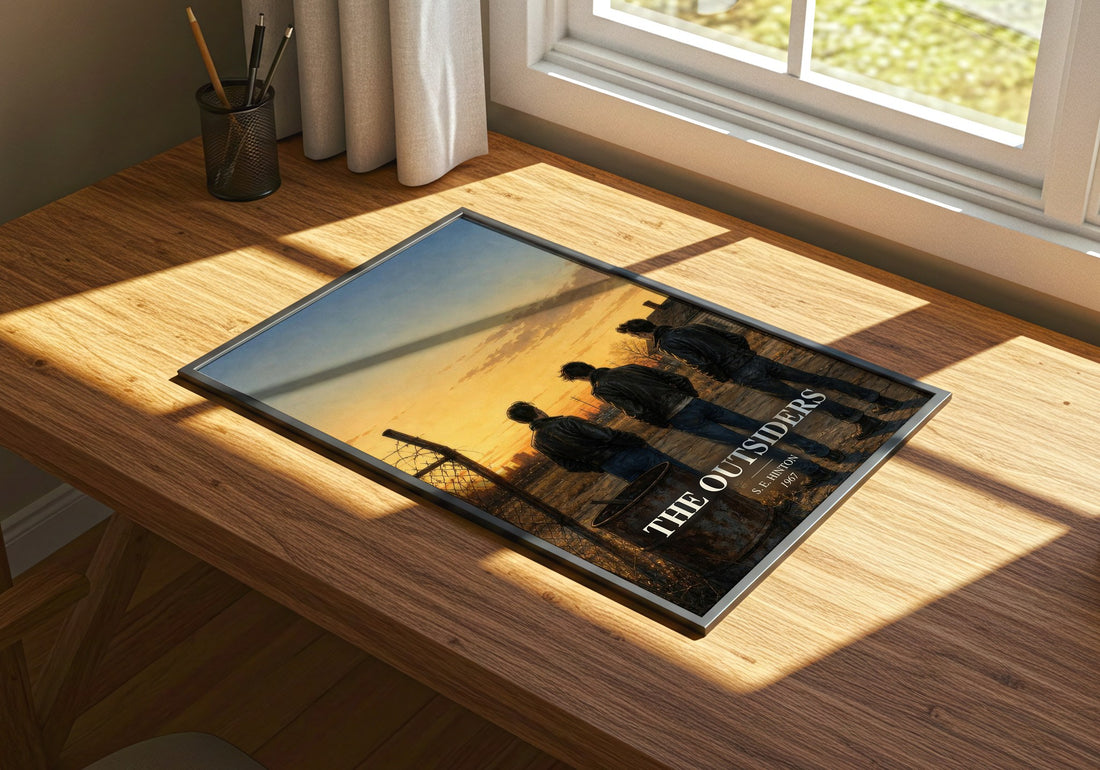 The Outsiders watercolour book poster framed on wall – young adult wall art