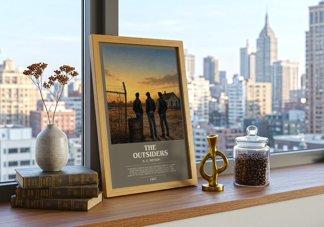 The Outsiders bookish print framed by window – literary home decor