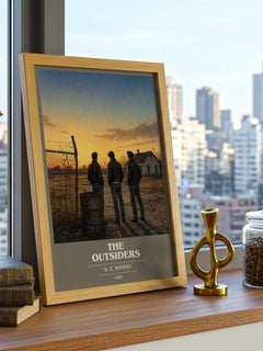 The Outsiders book cover print framed by window – literary home decor