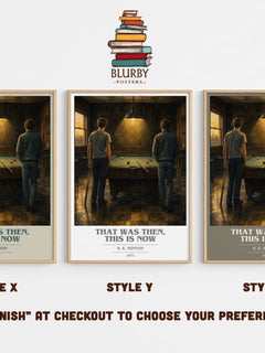 That was then, this is now book cover print in frame leaning in hallway – young adult wall art