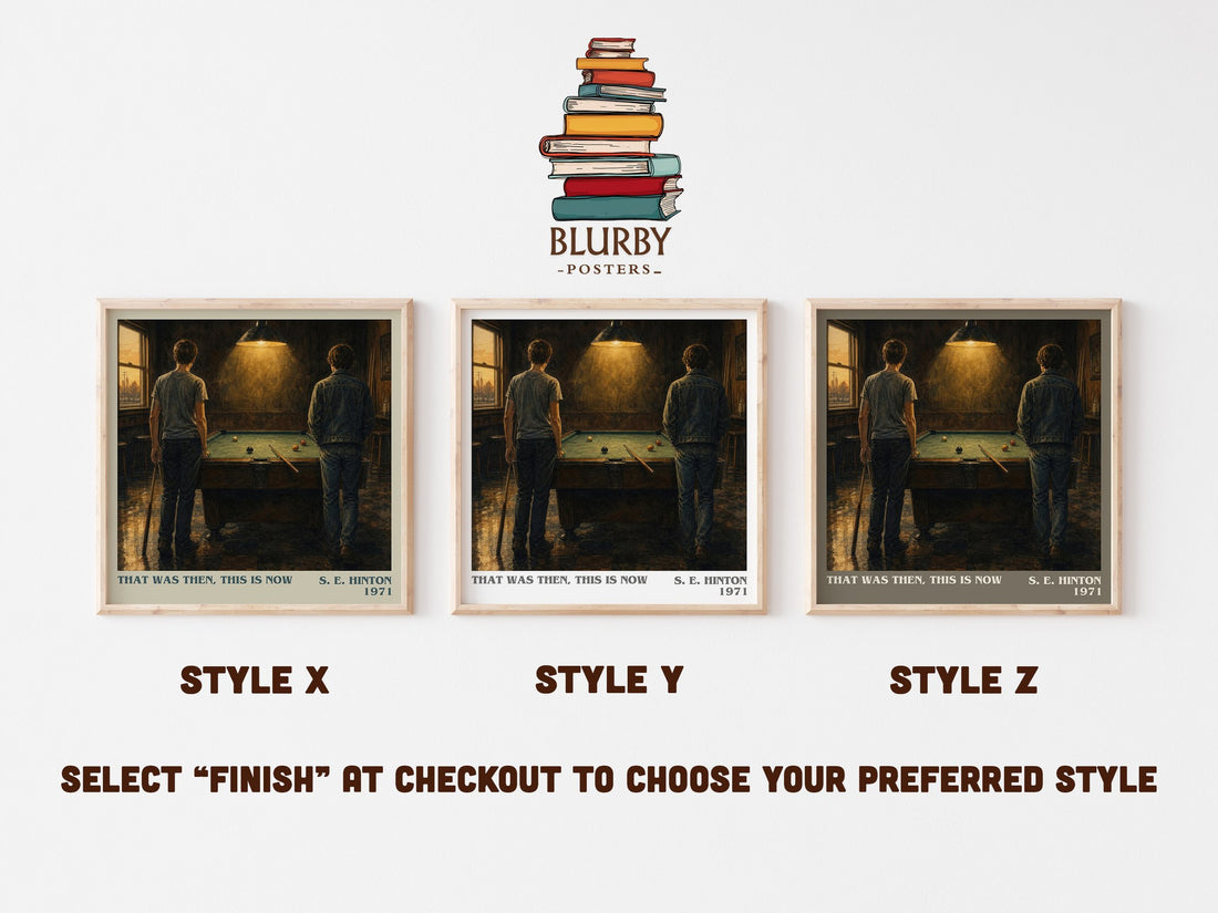 That was then, this is now literary print in frame leaning in hallway – young adult wall art (mockup)