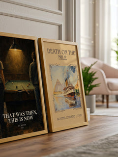 That was then, this is now watercolour print framed by window – literary home decor