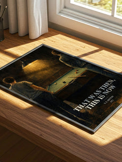 That was then, this is now watercolour book poster framed on wall – young adult wall art