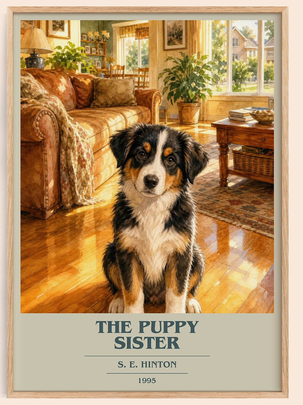 The Puppy Sister book cover book poster by S. E. Hinton – framed literary art print