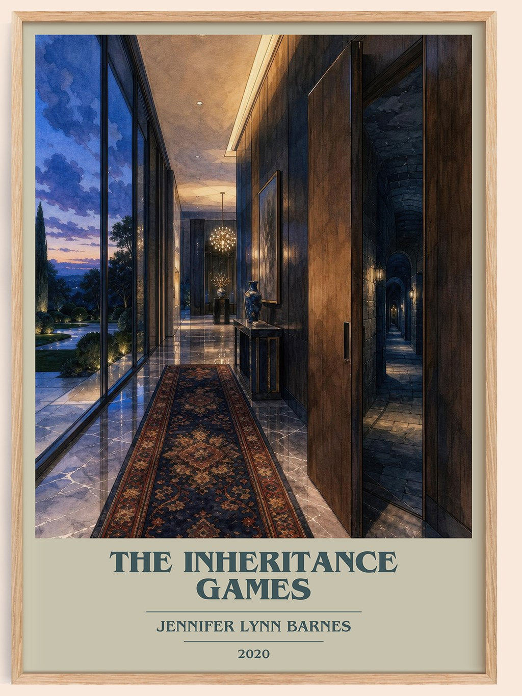 The Inheritance Games book cover book poster by Jennifer Lynn Barnes – framed literary art print