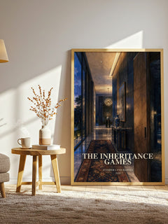 The Inheritance Games watercolour print in frame leaning in hallway – young adult wall art