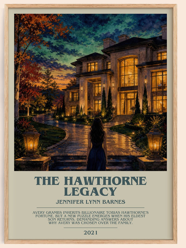 The Hawthorne Legacy bookish book poster by Jennifer Lynn Barnes – framed literary art print