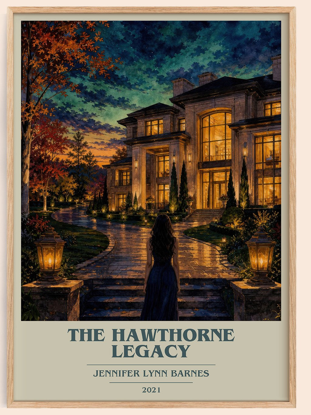 The Hawthorne Legacy book cover book poster by Jennifer Lynn Barnes – framed literary art print