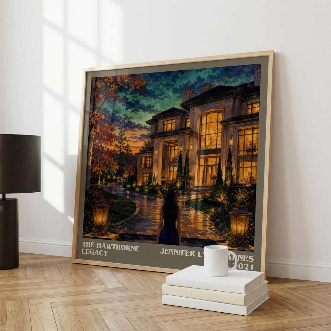 The Hawthorne Legacy literary print framed by window – literary home decor
