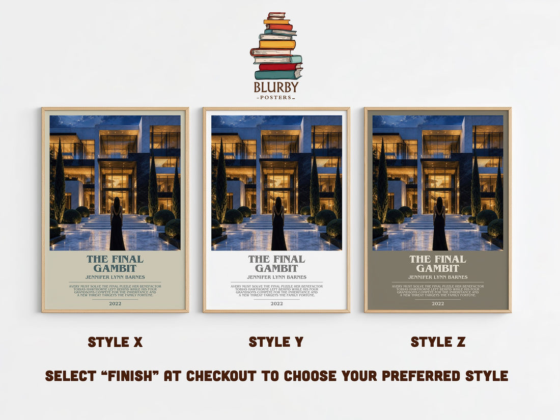 The Final Gambit bookish print in frame leaning in hallway – young adult wall art (mockup)