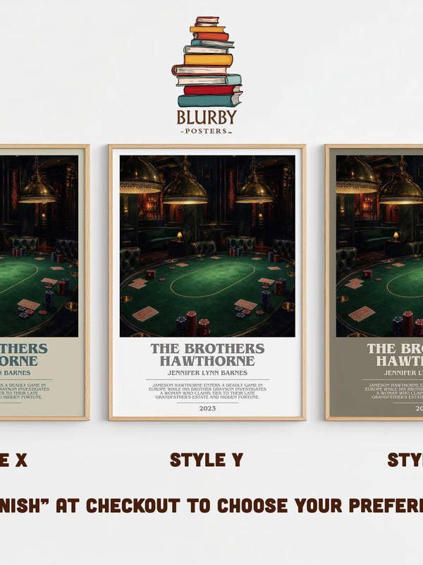 The Brothers Hawthorne bookish print in frame leaning in hallway – mystery wall art