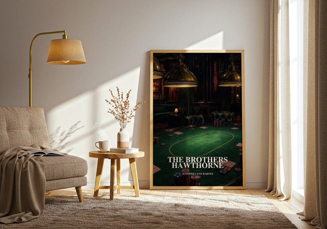 The Brothers Hawthorne watercolour print in frame leaning in hallway – mystery wall art