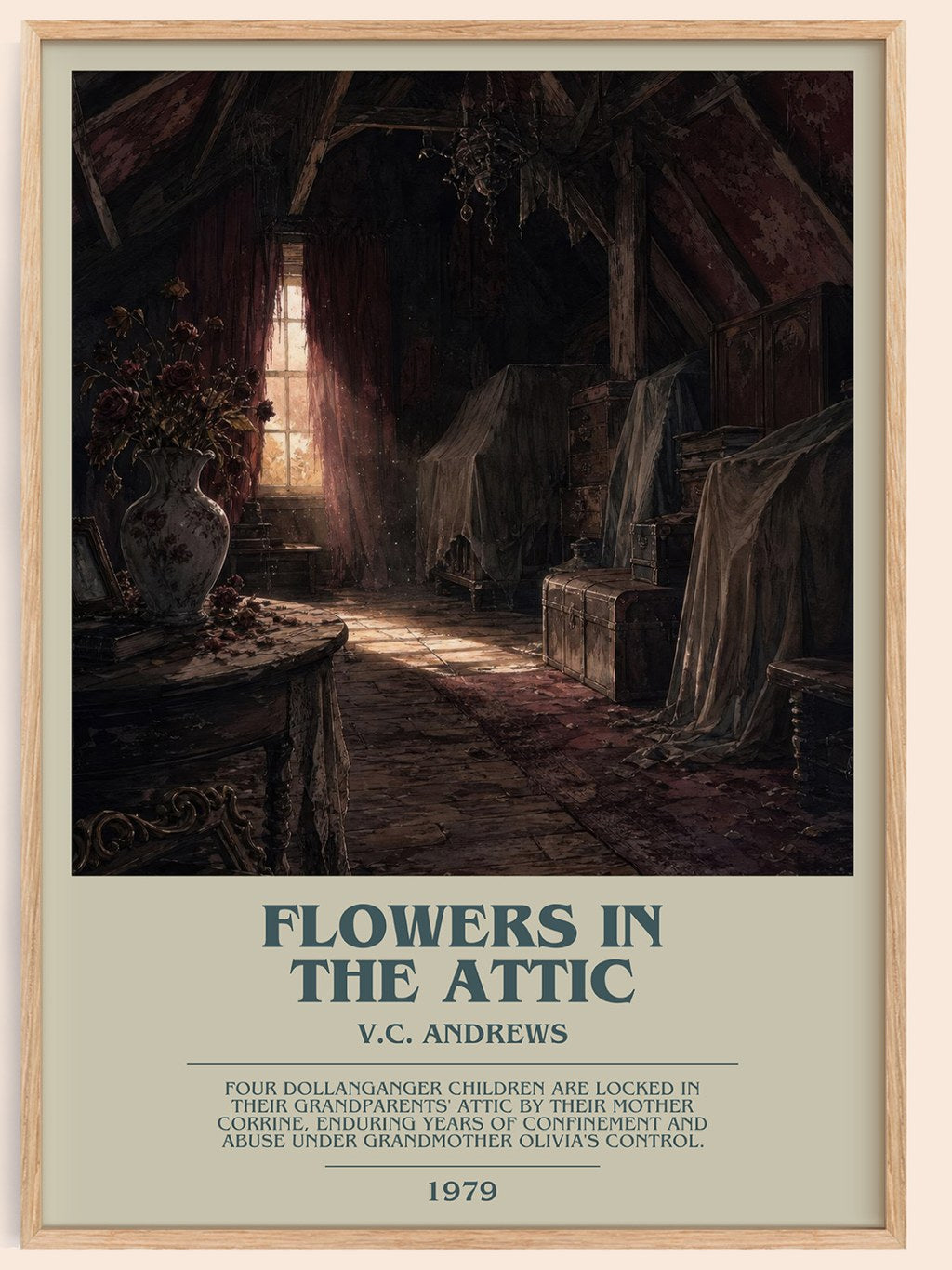 Flowers in the Attic bookish book poster by V.C. Andrews – framed literary art print